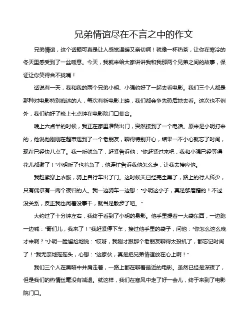 兄弟情谊尽在不言之中的作文