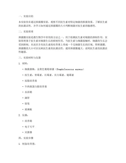 抑菌圈实验实验报告