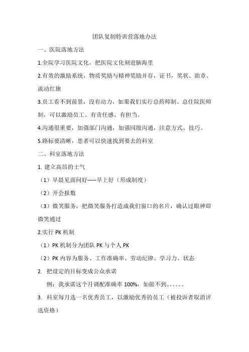 团队复制特训营落地办法
