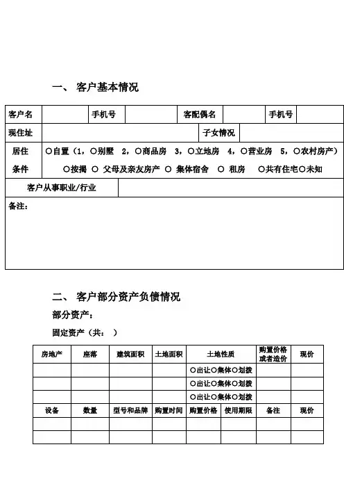 贷款客户档案表