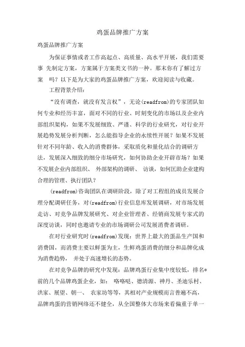 鸡蛋品牌推广方案