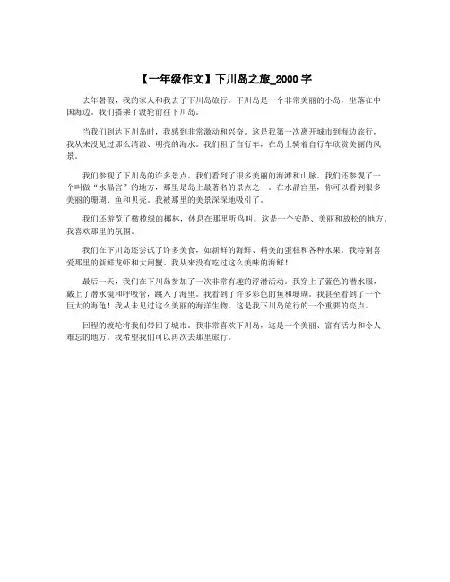 【一年级作文】下川岛之旅_2000字