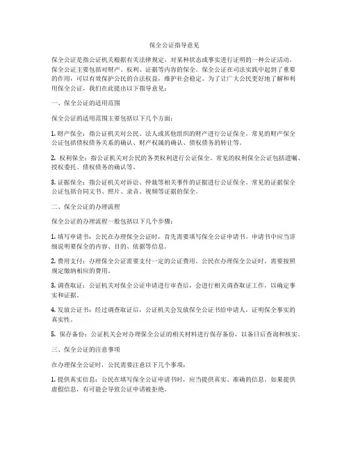 保全公证指导意见