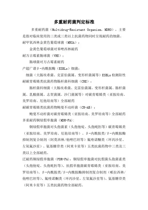 多重耐药菌判定标准