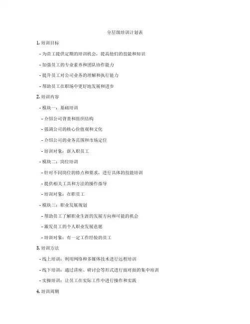 分层级培训计划表