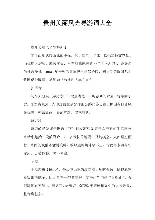 贵州美丽风光导游词大全