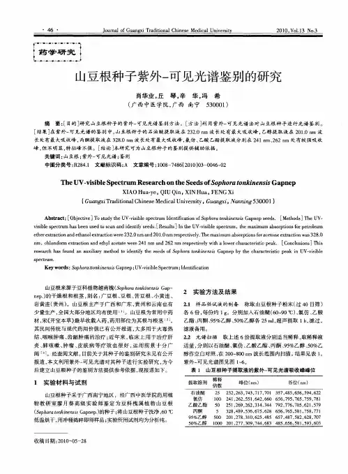 山豆根种子紫外-可见光谱鉴别的研究