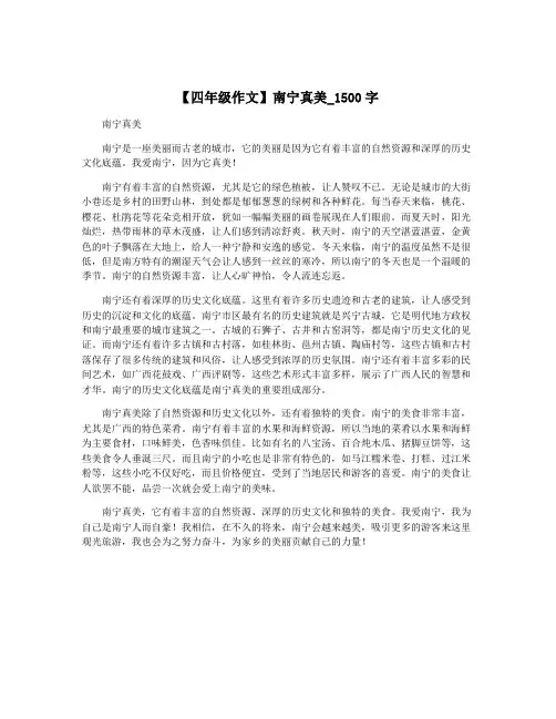 【四年级作文】南宁真美_1500字