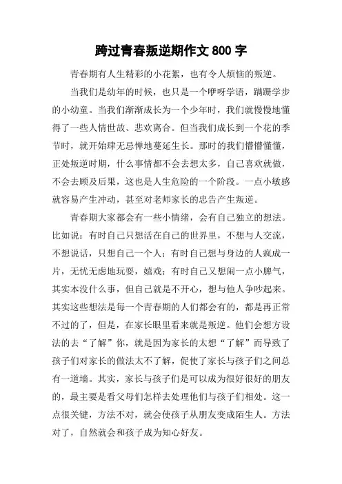 跨过青春叛逆期作文800字