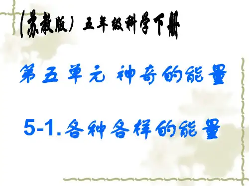 苏教版小学科学六年级下册《各种各样的能量》PPT课件