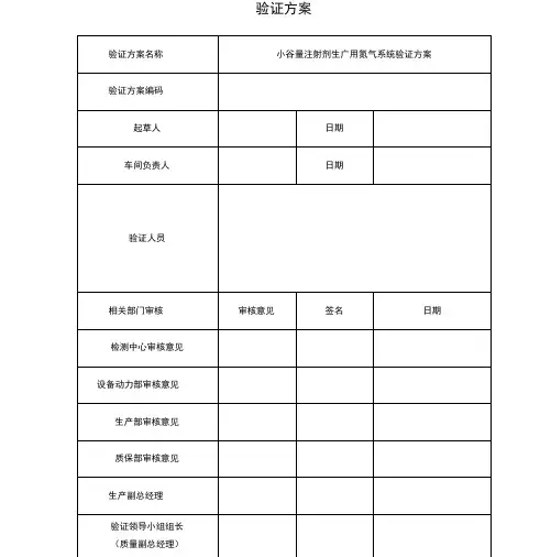 氮气系统验证方案