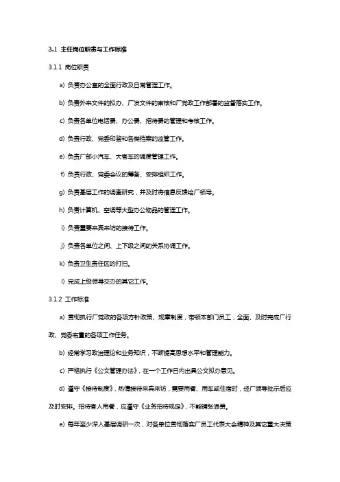 2020年岗位职责与工作标准