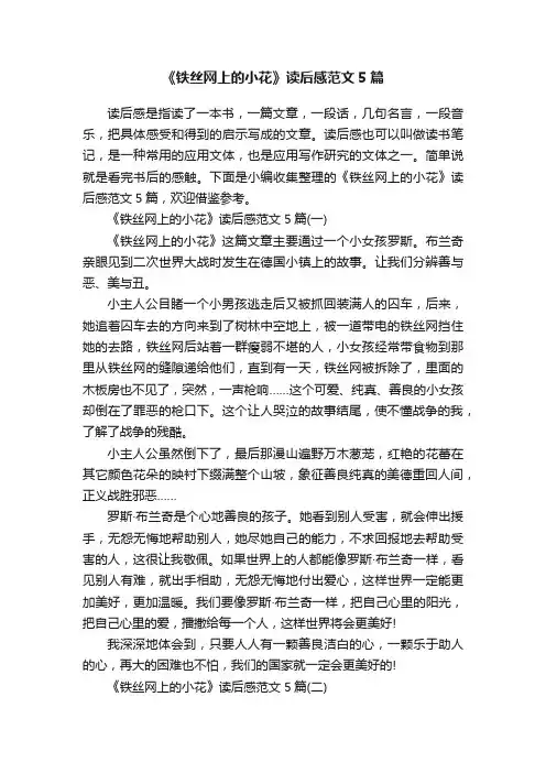 《铁丝网上的小花》读后感范文5篇
