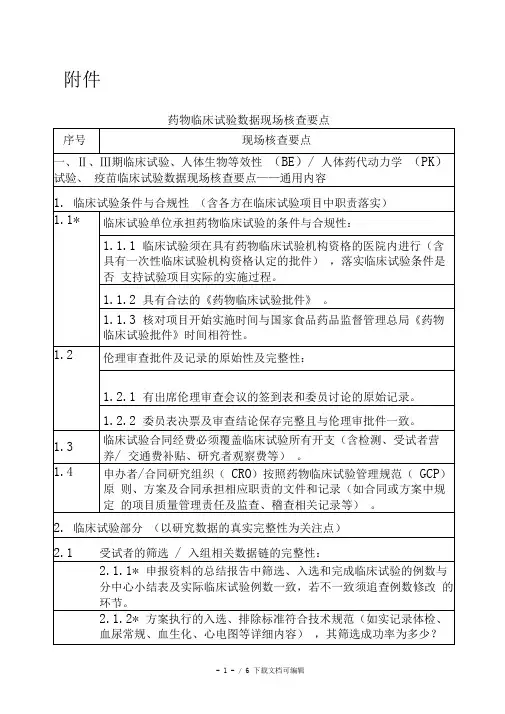 临床试验现场核查要点