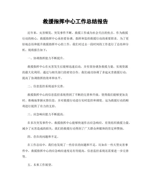 救援指挥中心工作总结报告