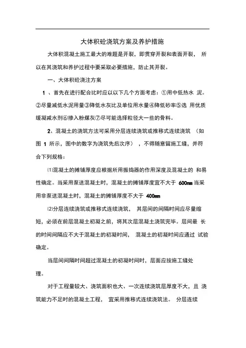 大体积混凝土浇注及养护方案
