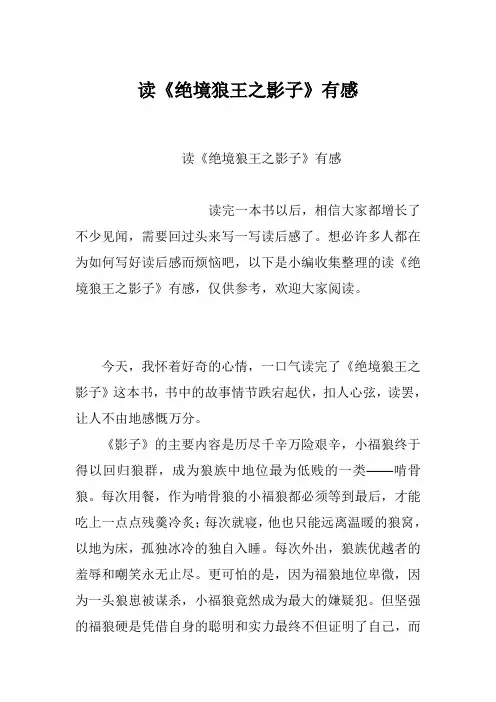 读《绝境狼王之影子》有感
