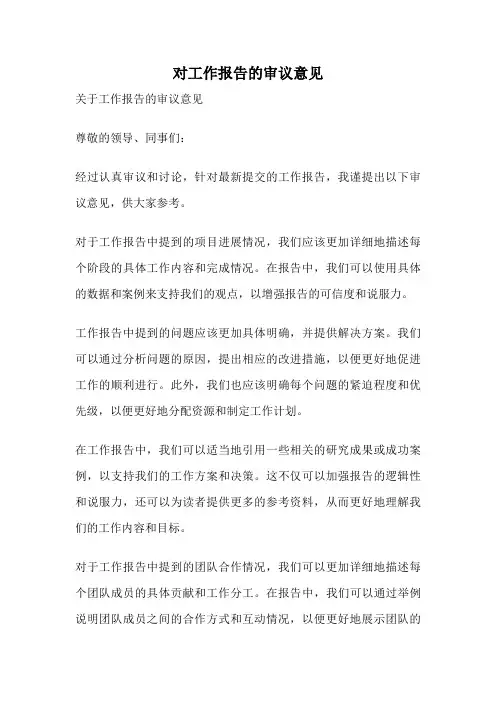 对工作报告的审议意见