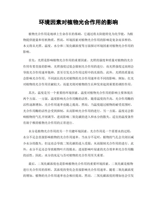 环境因素对植物光合作用的影响