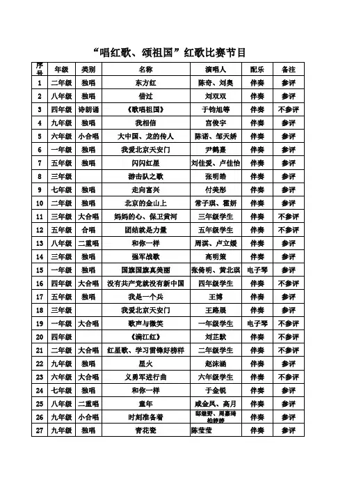 红歌赛节目单