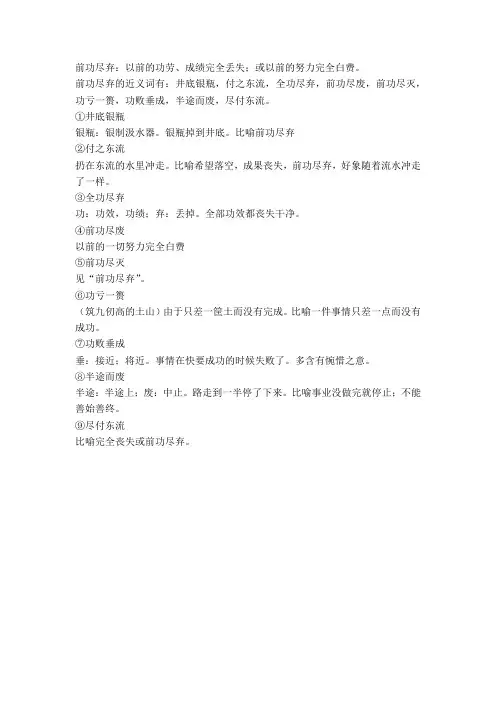 前功尽弃的近义词
