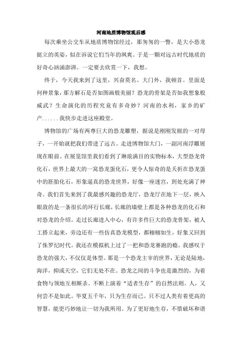 河南地址博物馆观后感