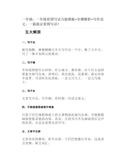 一年级看图写话万能模板步骤解析写作范文一篇搞定看图写话