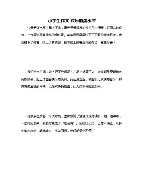 小学生作文 欢乐的泼水节