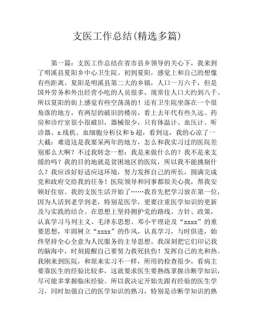 支医工作总结(精选多篇)
