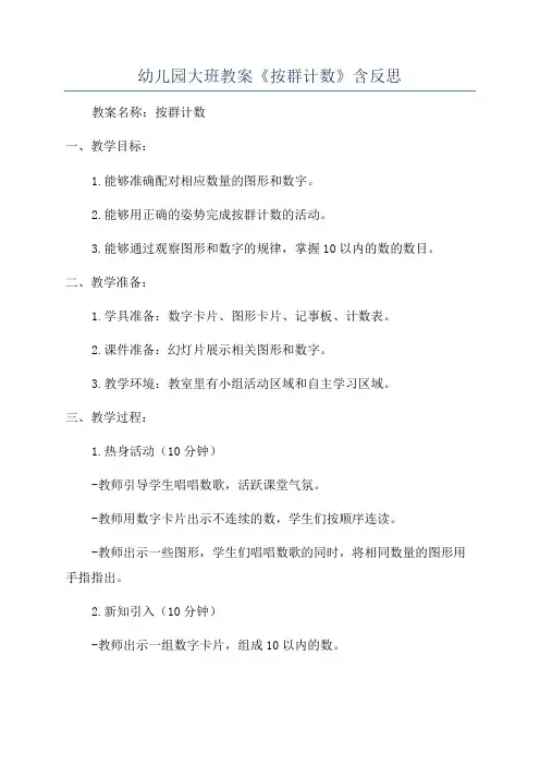 幼儿园大班教案《按群计数》含反思
