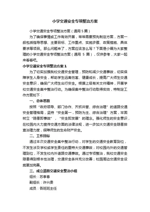小学交通安全专项整治方案