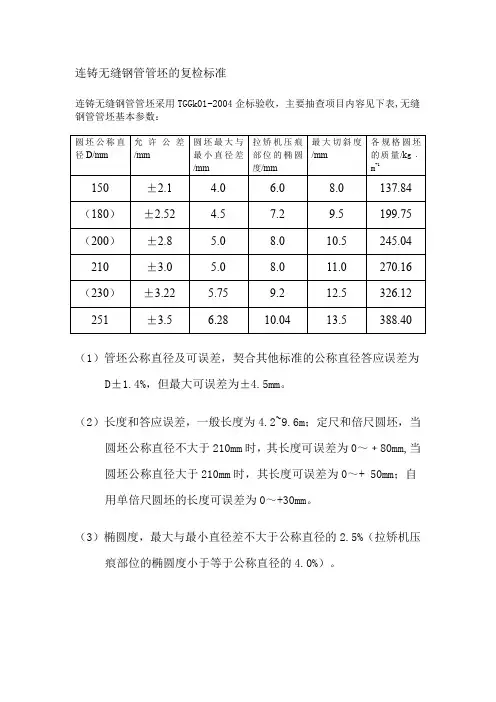 连铸无缝钢管管坯的复检标准
