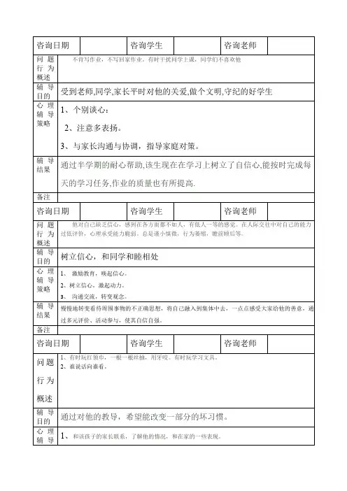 心理咨询记录表