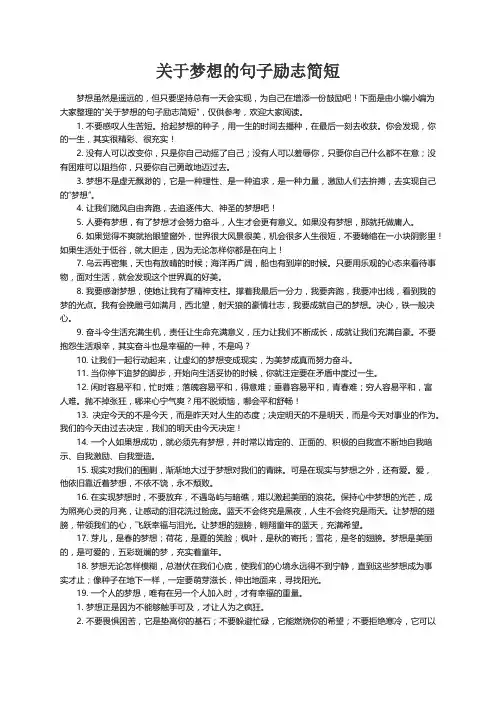 关于梦想的句子励志简短