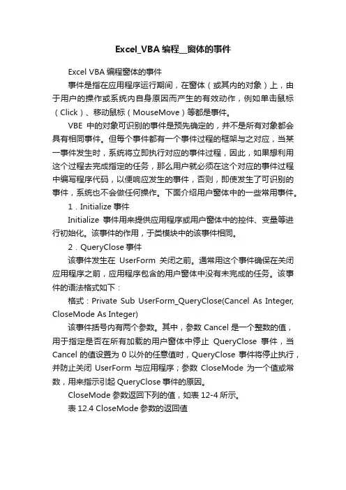 Excel_VBA编程__窗体的事件