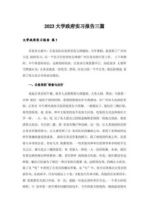 2023大学政府实习报告三篇