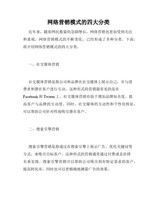 网络营销模式的四大分类
