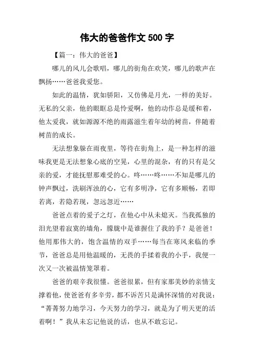 伟大的爸爸作文500字