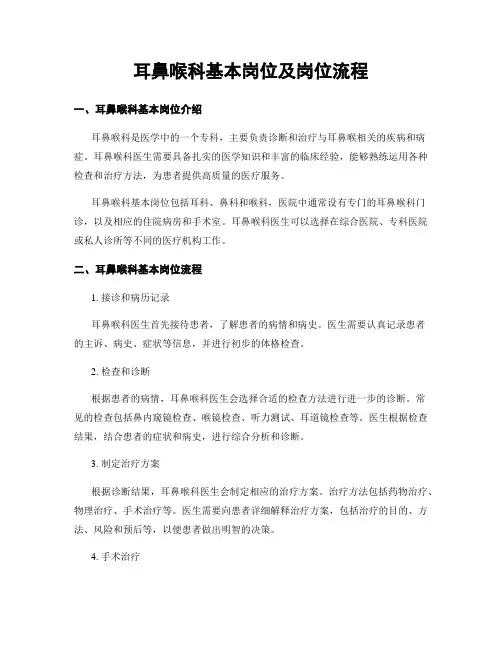 耳鼻喉科基本岗位及岗位流程