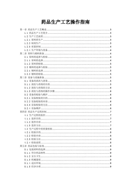 药品生产工艺操作指南