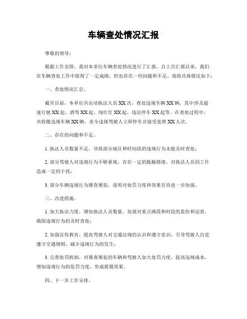 车辆查处情况汇报