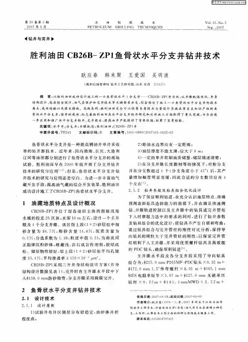 胜利油田CB26B-ZP1鱼骨状水平分支井钻井技术