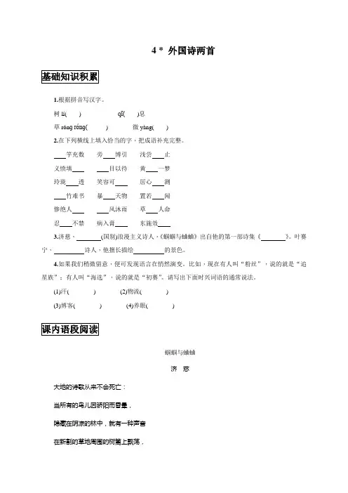 人教版九年级上册语文4  外国诗两首