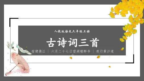 部编版语文六年级上册《古诗词三首 宿建德江 六月二十七日望湖楼醉书 夜行黄沙道中》PPT课件