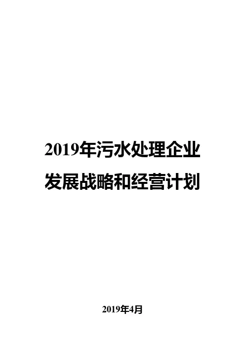 2019年污水处理企业发展战略和经营计划