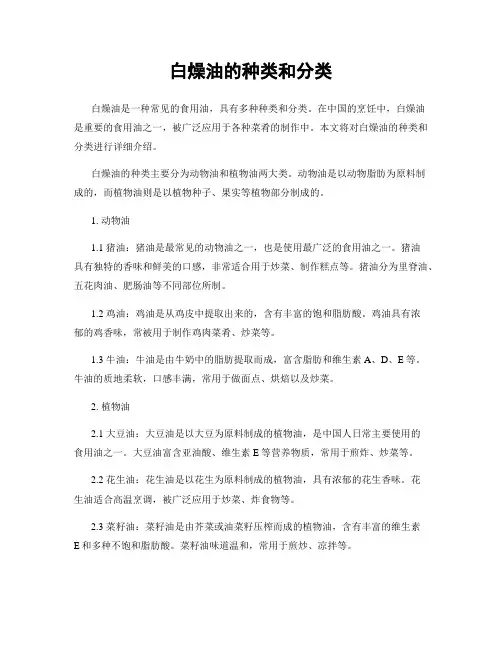 白燥油的种类和分类