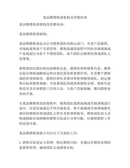 某品牌销售部架构及营销培训