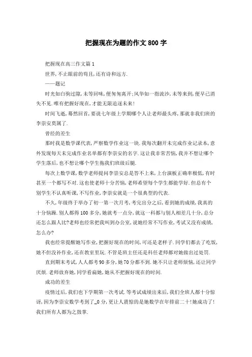 把握现在为题的作文800字