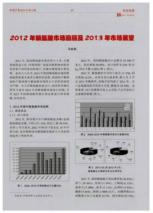 2012年赖氨酸市场回顾及2013年市场展望