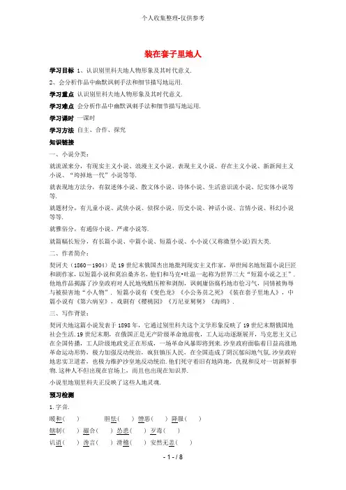 2《装在套子里的人》优秀教案
